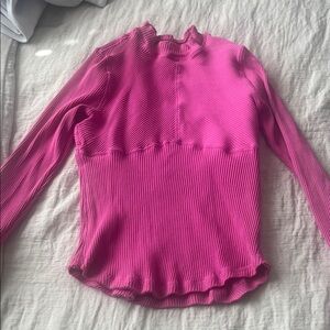 FP Movement by Free People Pink Ribbed Long Sleeve Top